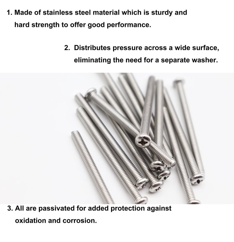 cSeao 100pcs Pan Phillips Head M4 Machine Screws 304 Stainless Steel Assortment Kit  M4x35mm/ 40mm/ 45mm/ 50mm/ 55mm - Image 4